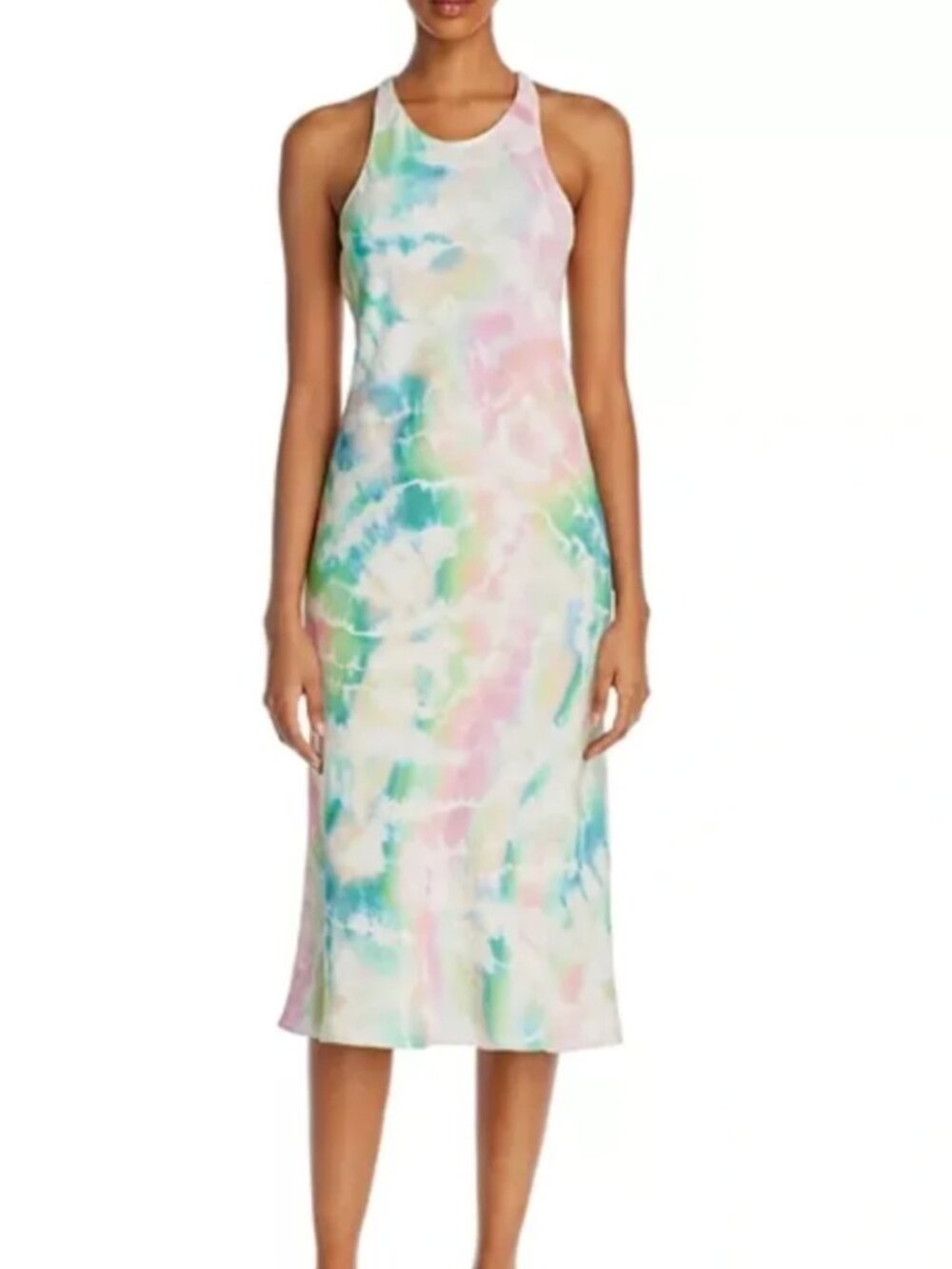 AMANDA UPRICHARD TIE DYE SILK RACER BACK DRESS MEDIUM